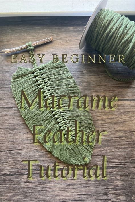 How To Macrame Feathers For Beginners, Diy Yarn Feather Tutorial, Yarn Leaves Macrame, Macrame Feather Tutorial Step By Step, How To Make Yarn Leaves, Easy Macrame Leaf, Macrame Feather Diy Tutorial, Macrame Leaves Wall Hanging Tutorial, Yarn Feathers Diy Easy