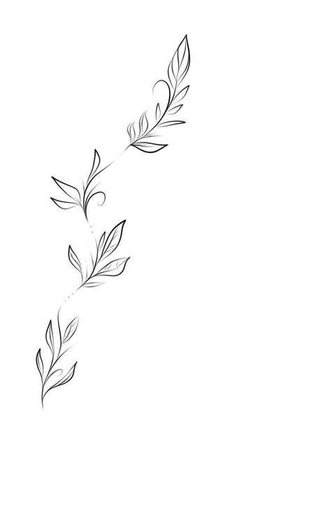 Word Vine Tattoo, Dainty Vine Tattoos For Women, Long Leaves Tattoo, Single Line Vine Tattoo, Fineline Vine Tattoos, Small Vine Tattoos For Women, Olive Branch Spine Tattoo, Delicate Vine Tattoo, Vertical Rib Tattoo