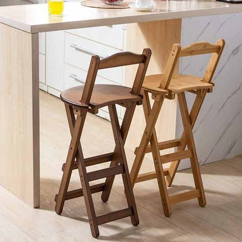 AmazonSmile: WZYX Folding Barstools Solid Wood Counter Height Stool Dining Chairs with Backrest and Footrest for Home Kitchen Breakfast Counter: Furniture & Decor Diy Stools, Folding Bar Stools, Short Stools, Into The Wood, Bar Stool Chairs, High Stool, Wood Counter, Restaurant Chairs, Wood Stool