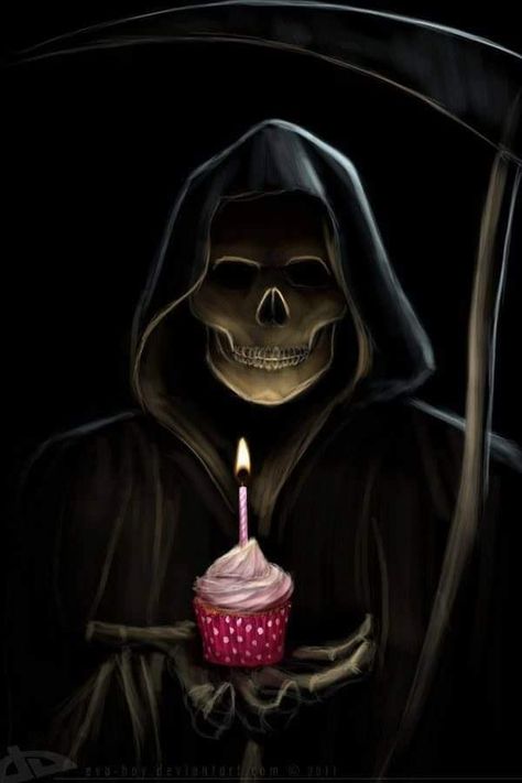 Happy Birthday Gothic, Happy Birthday Skulls, Witchy Birthday, Birthday Wishing, Son Birthday, Don't Fear The Reaper, Grim Reaper Art, Speed Painting, Funny Happy Birthday