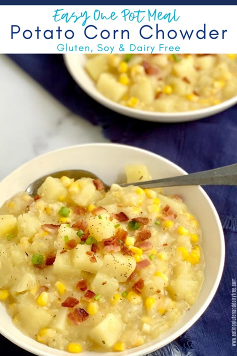 Corn Chowder Healthy, Corn Chowder Crockpot, Corn Chowder Soup, Potato Corn Chowder, Dairy Free Recipes Dinner, Potato Chowder, Dairy Free Soup, Corn Chowder Recipe, Chowder Soup