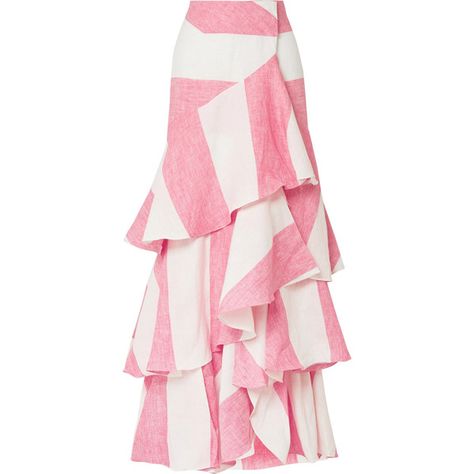 Johanna Ortiz Tabasco ruffled striped linen wrap maxi skirt ($1,850) ❤ liked on Polyvore featuring skirts, pink, tiered maxi skirt, long wrap skirt, striped maxi skirt, long linen skirt and long pink skirt Long Striped Skirts, Long Ruffle Skirt, Long Pink Skirt, Diy Maxi Skirt, Long Tiered Skirt, Long Linen Skirt, Long Wrap Skirt, Pink Maxi Skirt, Skirt Diy