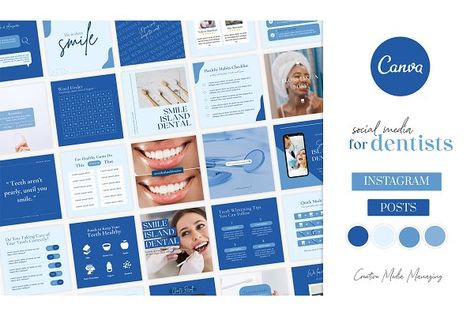 Social Media Mood Boards | Illustrator Templates ~ Creative Market Dentist Instagram Posts, Dentist Instagram Feed, Dentist Design, Dentist Branding, Dentist Marketing, Dental Social Media, Dental Posts, Dental Offices, Instagram Template Free