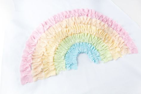 It's been a colorful week filled with rainbow inspiration! Pillows, home decor, cards, and more. Don't miss this idea from Gail from Sunflower Seams has created the cutest rainbow shirt ever. Yes ever. 🌈 😁⁠ ⁠ Gail has created for you a simple, but SUPER cute rainbow applique tutorial. Our HeatnBond Interfacing provides structure and prevents fraying to the fabric while our Fabric Fuse lends a hand to bond the rainbow strips to the shirt itself. It's beyond adorable, isn't it?⁠ Rainbow Inspiration, Rainbow Applique, Deco Foil, Applique Tutorial, Kids Rainbow, Diy Rainbow, Cute Rainbow, Fusible Interfacing, Rainbow Shirt