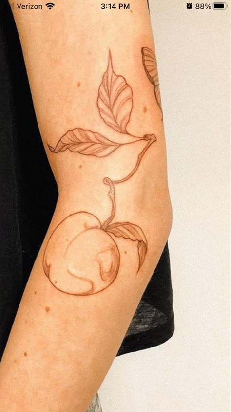 Earth Toned Tattoo, Tattoos With Brown Ink, Brown Outline Tattoo, Brown Linework Tattoo, Red Brown Tattoo, Light Brown Tattoo Ink, Brown Ink Fine Line Tattoo, Black And Brown Tattoo, Flesh Colored Tattoo