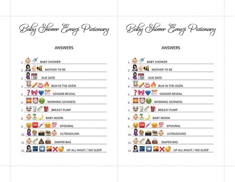 Buy Baby Shower Emoji Pictionary GAME baby Shower Emoji Online in India - Etsy Baby Emoji Game, Pictionary Word List, Baby Shower Emoji Game, Baby Shower Emoji Pictionary, Emoji Answers, Pictionary Words, Emoji Game, Free Baby Shower Games, Baby Shower Games Unique