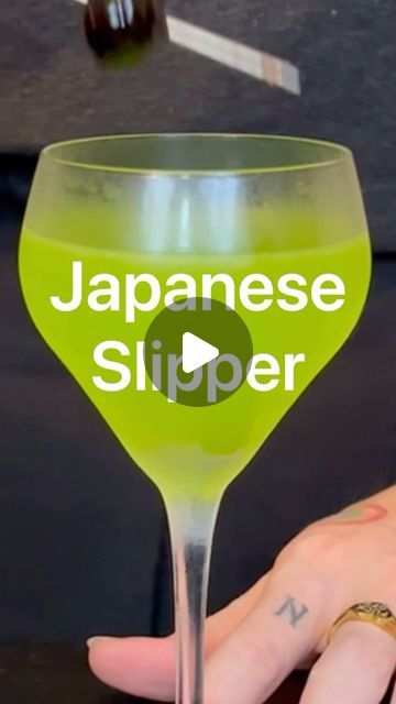 Elissa Dunn | HELLQUEEN COCKTAILS on Instagram: "Japanese Slipper

1 oz lemon juice
1 oz Midori
1 oz Cointreau 

Add all ingredients into cocktail shaker with ice and shake. Double strain into chilled nick and Nora glass. Garnish with brandied cherry. 

#hellqueencocktails #classiccocktails #cocktailgram" Japanese Slipper Cocktail, Glass Garnish, Nick And Nora, Cocktail Shaker, Classic Cocktails, Lemon Juice, Juice, Dessert Recipes, Lemon