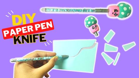 DIY Paper Knife Pen Knife, Diy Stationary, Cute Paper, Cute Pens, Diy Crafts Paper Flowers, Paper Pen, Crafts Paper, A Pen, How To Make Diy