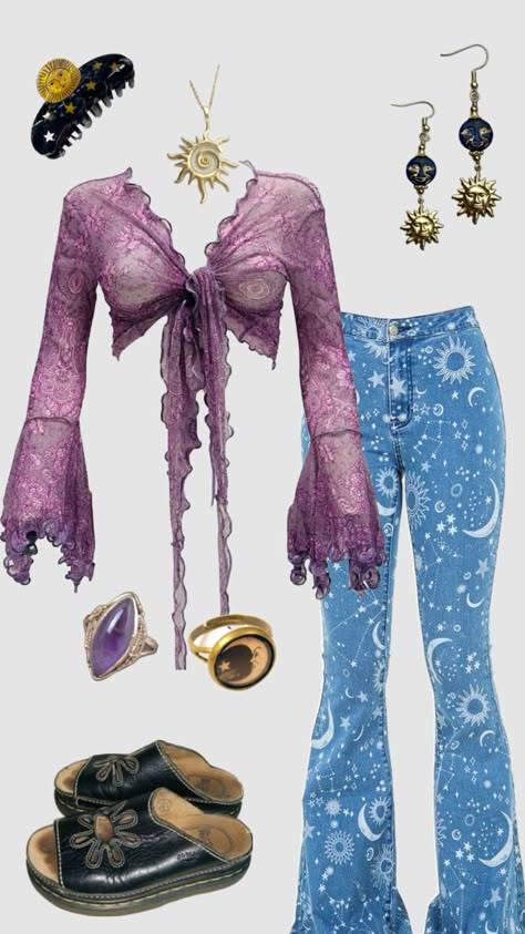 Whimsigoth outfit #whimsigoth #whimsigoth Cosmic Aesthetic Outfits, Cosmic Core Outfit, Whimsigoth Outfits Aesthetic, Witchy Outfits Fall, Whimsigoth Pfp, Plus Size Whimsigoth, Suki Waterhouse Concert, Hogwarts Family, Dr Kondraki