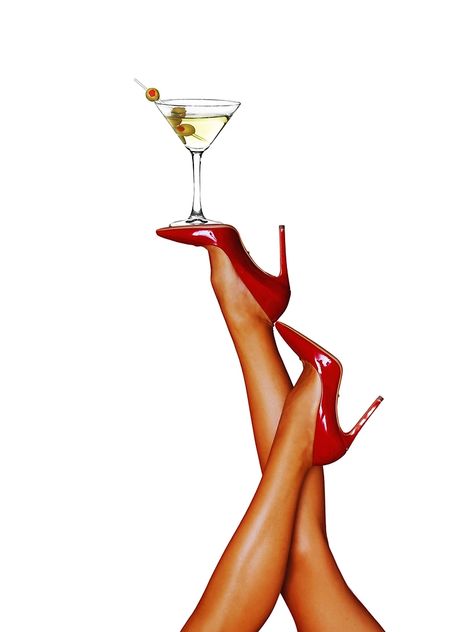 "Red Heels and Dirty Martini Print" Poster for Sale by MyNotesToSelf | Redbubble Martini Print, Red Stilettos, Dirty Martini, Red Heels, Art Collage Wall, Collage Wall, Room Posters, A Drink, Print Poster