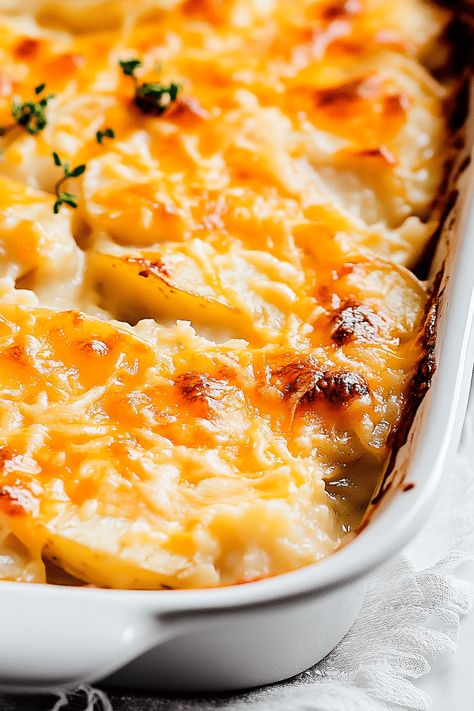 Scalloped Potatoes Gruyere Cheese, Baked Scalloped Potatoes, Cheese Scalloped Potatoes, Quick Dinner Recipes Healthy, Cheesy Scalloped Potatoes, Creamy Cheese Sauce, Scalloped Potatoes Cheesy, Scalloped Potato Recipes, Scalloped Potatoes