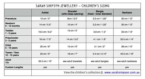 measurement sizes for baby ankle bracelets - Google Search All Body Systems, Necklace Length Chart, Buy Wholesale Jewelry, Bracelet Size Chart, Crochet Size, Jewerly Making, Black Onyx Necklace, Kids Bracelets, Size Chart For Kids