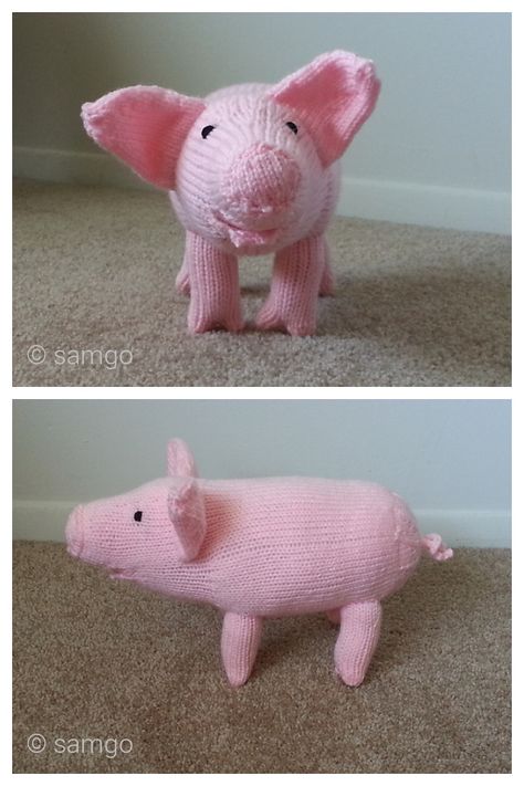 Farm Sanctuary Pig Free Knitting Pattern Pig Knitting Pattern, Knitted Plushies, Patterns For Toys, Knit Videos, Knitting Creations, Christmas Knitting Projects, Christmas Knitting Patterns Free, Knitted Doll Patterns, Knitting Toys