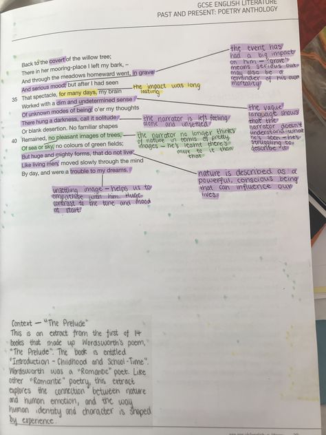 The Prelude Annotations, Extract From The Prelude Analysis, Extract From The Prelude, Power And Conflict Poetry, English Literature Poems, Literature Poems, Gcse Poems, English Gcse, Literature Notes