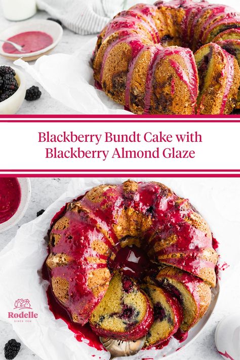 Blackberry Bundt Cake, Yellow Bundt Cake, Blackberry Glaze, Blackberry Jam Cake, Homemade Blackberry Jam, Cream Cheese Bundt Cake, Blackberry Dessert, Almond Glaze, Blackberry Cake