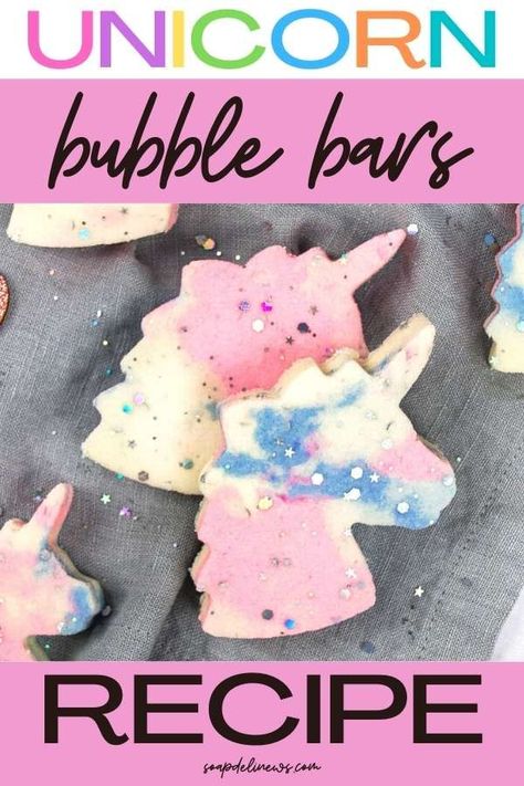 These DIY unicorn bubble bars are the perfect gift for Lush lovers. Enjoy pampering self care at bath time with a fragrant bath filled with moisturizing shea butter and a relaxing natural essential oil blend that's kid-safe. This easy solid bubble bath recipe include tips on how to make bubble bars as well as storage and usage for your homemade bubble bars. An easy bubble bar recipe that Lushies to make at home for creative bath time treats or care package gift ideas for gifts for her. Bubbles Bar, Bubble Bath Recipe, Diy Bubble Bar, Bubble Bar Recipe, Lush Bubble Bars, Diy Bubble Bath, Jar Mixes, Homemade Lip Balm Recipe, Solid Bubble Bath