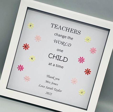 Teacher Box Frame Ideas, Frame For Teacher Gift Ideas, Teacher Box, Diy Shadow Box, Best Teacher Gifts, Cardboard Gift Boxes, Frame Ideas, Pebble Pictures, Thank You Teacher Gifts