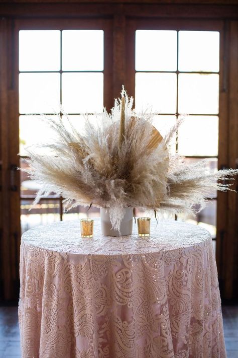 The Emerald and Daisy Co || Sedona Wedding Floral, Planning and Photography || Pampas + Palms Boho Centerpiece || Cocktail Hour Inspo || Sedona Arizona Wedding Centerpiece Pampas, Cocktail Table Centerpieces, Sedona Arizona Wedding, Boho Centerpiece, Sedona Wedding, Wedding Event Venues, Sedona Arizona, Arizona Wedding, Wedding Floral