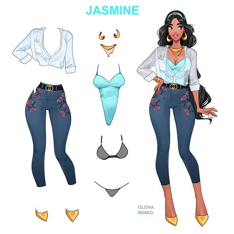 ArtStation - Jasmine Jasmine Alladin, Princess Mulan, Anime Inspiration, Disney Princess Modern, Disney Princess Fashion, Disney Women, Princess Fashion, Modern Princess, Disney Outfit