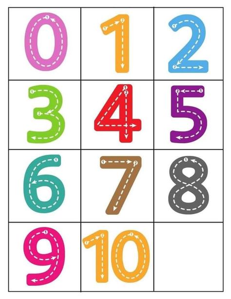 Number Tracing For Preschool, Colorful Numbers Free Printable, Number Printables Free Preschool 1-10, Printing Numbers 1-10, Free Numbers Printables, Totschooling Printables Free, 123 Printables Free, Color Numbers Free Printable, 0-10 Number Activities