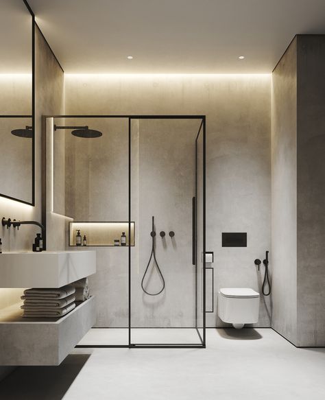 Contemporary Bathroom Lighting, Minimal Bathroom, Bathroom Interior Design Modern, Washroom Design, Bathroom Redesign, Bathroom Design Decor, 아파트 인테리어, Bathroom Inspiration Decor, Small Bathroom Design