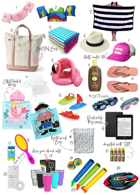 Pool Bag Organization, Pool Bag Essentials, Kids Beach Bag, Beach Must Haves, Packing List For Disney, Beach Vacation Packing, Beach Vacation Packing List, Beach Bag Essentials, Pool Essentials