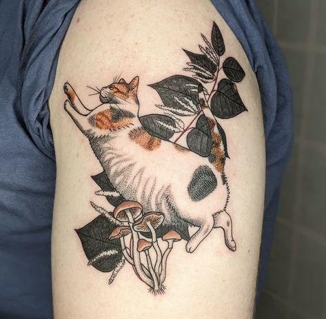 Kitty Tattoo, Cat Tattoos, Cats Cradle, Botanical Tattoo, Cat Tattoo, Cool Cats, Skull Tattoo, Cute Cats, Body Art