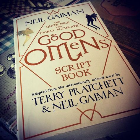 The Quite Nice and Fairly Accurate Good Omens Script Book with all the bonus material (yes even the opening bookshop scene that was a… Good Omens Script Book, Crowley Aziraphale, Good Omens Book, Terry Pratchett, Good Omens, Neil Gaiman, Book Cover, Books