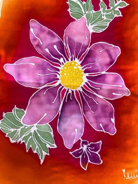 my batik painting Batik Flowers Drawing, Batik Printing Designs, Simple Batik Design, Batik Painting Ideas, Batik Art Ideas, Batik Art Design Simple, Batik Design Pattern Easy, Batik Design Drawing, Batik Flower Design