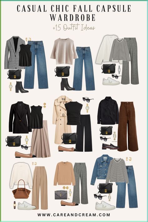 Style Looks Woman, 10 Day Capsule Wardrobe Fall, Womens Fall Outfits For Work, Jacket Must Haves, Fall Outfits Ideas 2024, Summer/fall 2024 Fashion Trends, Early Fall Capsule Wardrobe, Autumn Must Haves Outfits, Quiet Luxury Capsule Wardrobe Summer