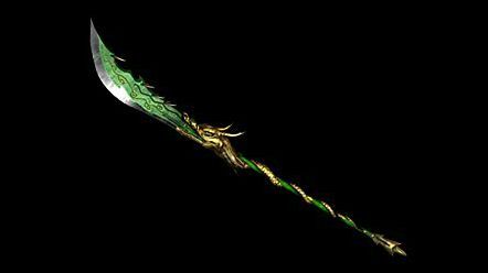 The Green Dragon Crescent Blade is a legendary weapon wielded by Guan Yu, a famous general in Chinese mythology. This weapon is very difficult to control and is heavy, requiring a skilled wielder. The weapon was formed from the body of a green dragon imbuing it with magical properties. The holder of the weapon can feel the power of the dragon and Guan Yu's spirit in the battlefield. Its wielde... Dragon Spear, Gate Of Babylon, Cybernetic Arm, Guan Yu, Green Magic, Magic Items, Chinese Mythology, Creative Photography Techniques, Gundam Art