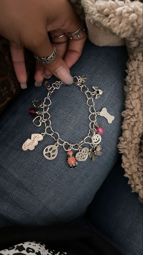 #Halloween charms #butterfly #rings Charms For Bracelets James Avery, James Avery Heart Bracelet, Charm Bracelet On Wrist, Charms For Charm Bracelets, Making Charm Bracelets, Diy Bracelet Charms, Homemade Charm Bracelets, James Avery Charms Bracelet, James Avery Charm Bracelet Aesthetic