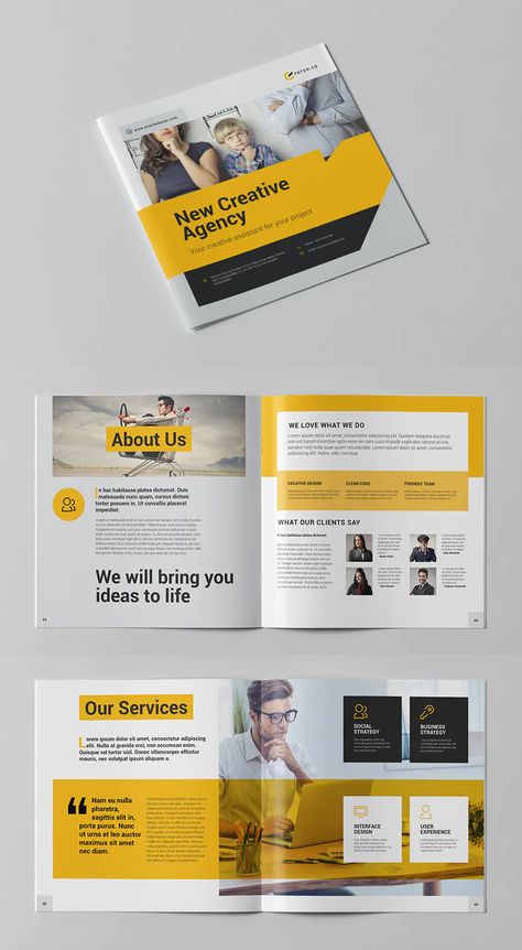 Square Brochure Design Layout, Square Brochure Design, Church Brochures, Indesign Brochure, Indesign Brochure Templates, Brochure Design Layout, Square Brochures, Image Layout, Social Business