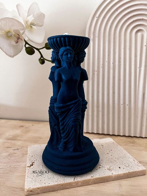 Custom Colors & Scents - Venus Italica Greek Design Column - Shaped Candle - Sculptural Candle - House warming Gift - Home Decor Tiffany Blue Home Decor, Greek Inspired Decor, Unique Candle Ideas, Indoor Lanterns Decor, Sustainable Candles, Greek Home Decor, Greek Decor, Shaped Candles, Etsy Decor