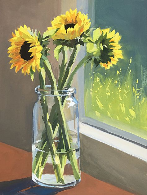 Jealous Sunflower by Heather Martin Watercolor ~ 16 x 12 Cute Drawings Sketches, Heather Martin, Gouache Art, Soyut Sanat Tabloları, Acrylic Painting For Beginners, Sunflower Painting, Beginner Painting, Flower Art Painting, Daily Paintworks