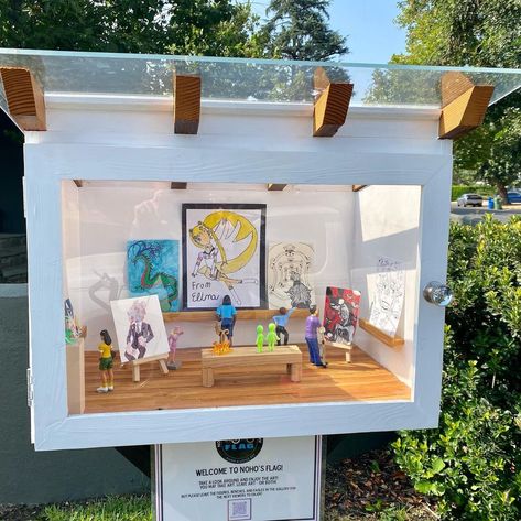 Mini Art Museum Project, Free Little Art Gallery Ideas, Mini Museum Art Project, Little Free Art Gallery, Tiny Art Gallery, Miniature Art Gallery, Sailor Moon Drawing, Mini Art Gallery, Little Free Library Plans