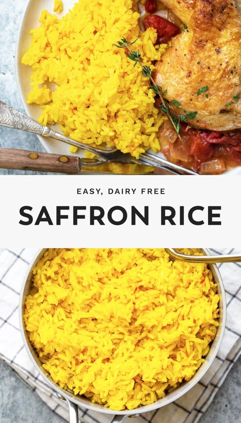 Yellow Saffron Rice Recipes, Easy Saffron Rice, Healthy Yellow Rice, Chicken And Saffron Rice Recipes, Yellow Spanish Rice Recipe, Saffron Chicken And Rice, Goya Yellow Rice Recipe, How To Make Yellow Rice, Yellow Rice Recipe Spanish