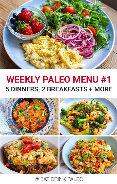 Your Weekly Paleo Menu #1 Starting Paleo Diet, Paleo Menu, Paleo Plan, Paleo Meal Prep, Paleo Salads, Paleo Diet Plan, Paleo Meal Plan, Diner Recept, Paleo Dinner