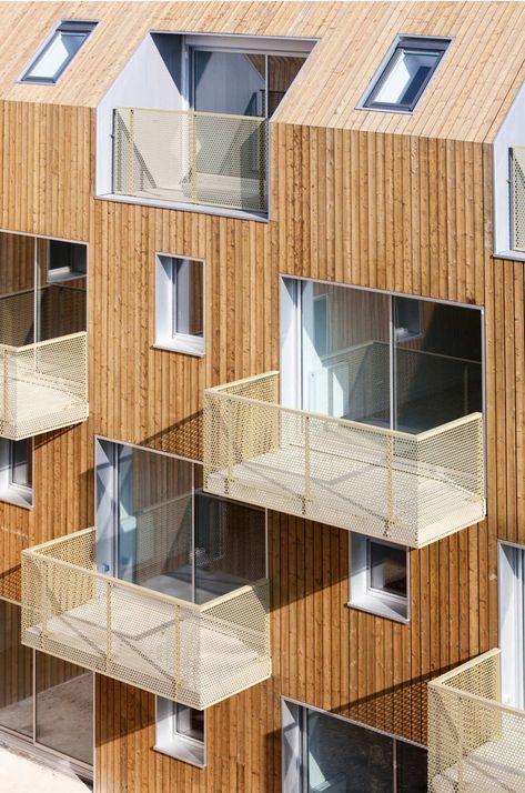 Gallery of 34 Social Housing Units In Bondy / Atelier Du Pont - 9 Wood Facade, Wooden Architecture, Wood Architecture, Apartment Architecture, Timber Cladding, Social Housing, Design Hotel, Building Exterior, Architecture Exterior