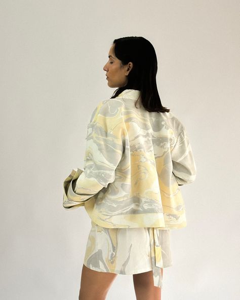 Fall / Winter 24’ E R I S E D In frame - @ashleylittleglam Live On www.erisedind.com [Erised, Womenswear, Fall-Winter24’, Premium] Cuff Design, Neutral Shades, Modern Wardrobe, Color Theme, Touch Of Gold, Marble Effect, In Frame, Marbling, Workout Jacket