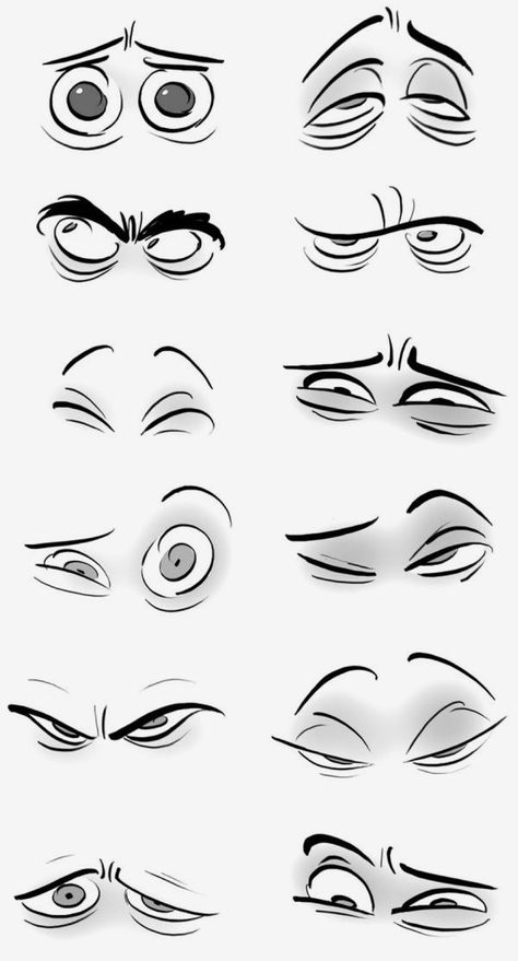 Cartoon Face Tutorial, Eye Reference Drawing Cartoon, Cartoon Facial Features, Face Shape Cartoon, Eye Drawing Reference Cartoon, Comic Eyes Drawing, Cartoon Mouth Expressions, Cartoon Eye Drawing Styles, Cartoon Face Sketch