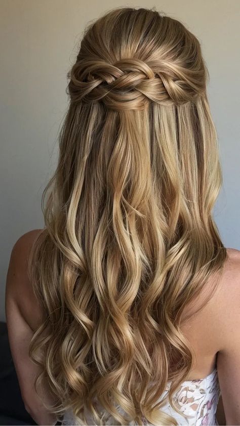 Discover cute, easy, and stylish hoco hairstyles for every hair type, perfect for making your homecoming night unforgettable. Mid Length Bridesmaid Hair Half Up, Half Up Half Down Prom Hair With Braid, Half Up Half Down Wedding Hair Medium Length Bridesmaid, Prom Hair With Braid, Mid Length Bridesmaid Hair, Bridesmaid Hair Half Up Short, Junior Bridesmaid Hair, Half Down Prom Hairstyles, Half Up Half Down Prom