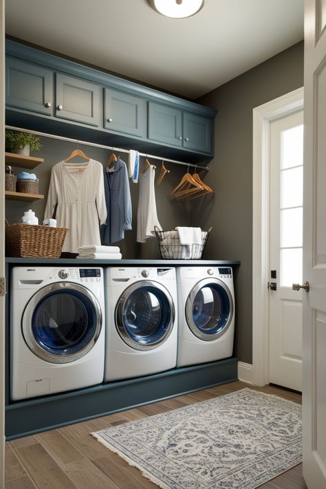 13 Genius Ways to Maximize Efficiency in Your Laundry Room – HomelyTip Guest Bath Laundry Room Combo, Multipurpose Laundry Room, Green Entryway, Japandi Bedroom Design, Moody Bedroom Ideas, Japandi Bedroom, Laundry Area, Moody Bedroom, Kitchen Nook