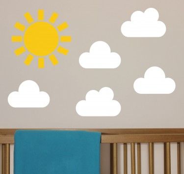 Accent Wall Nursery Boy, Accent Wall Nursery, Cloud Wall Decal, Calm Nursery, Nursery Boy, Kids Room Paint, Cloud Stickers, Baby Boy Room Nursery, Rainbow Room