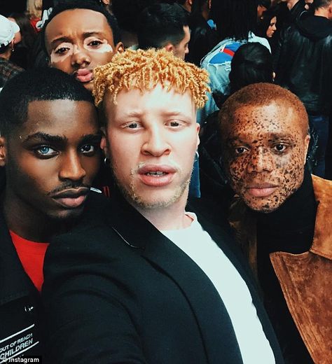 Boys on tour: Shaun Ross (center) has gone viral with this photo alongside other models Ra... Men Afro, Shaun Ross, Unique Faces, Black Boy, Hacks Videos, People Of The World, Beautiful Picture, Interesting Faces, African Beauty