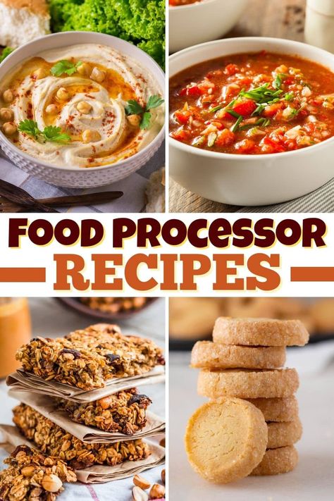 These food processor recipes show just how versatile this gadget is! From hummus to tomato sauce to chocolate truffles, put your food processor to work with these dishes. Food Mixer Recipes, Things To Do With Food Processor, Pesto Food Processor, Food Processor Baking Recipes, What To Make With Food Processor, Food Processor Healthy Recipes, Vegetarian Food Processor Recipes, Ninja Food Processor Recipes Healthy, Ninja Chopper Recipes