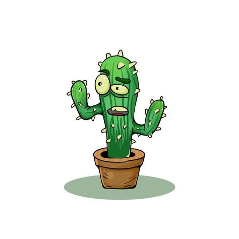 cactus tree cute arts Angry Cactus, Cactus Logo, Cactus Tree, Cactus Cartoon, Cactus Drawing, Character Design References, Design Reference, Cute Art, Tattoo Ideas