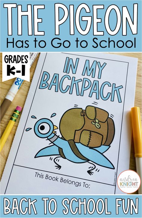 The Pigeon has to go to school, but he's dreading it big time. "What if I don't like school?" "What if there is math?" And, "What's up with those heavy backpacks?" There's a little bit of Pigeon in each of us, especially when it comes to the first day of school. Add THE PIGEON HAS TO GO TO SCHOOL to your back to school read-aloud list. It'll make the students laugh and by the end of the story they'll be ready to take on the new school year! Come grab some fun ideas to follow the book...let's go! Pigeon Goes To School Activities Kindergarten, The Pigeon Has To Go To School Activities, Pigeon Goes To School Craft, Back To School Literacy Activities, Butterflies On The First Day Of School, Pigeon Has To Go To School Activities, Beginning Of School Crafts, First Day Of School Books Preschool, Fun First Day Of School Activities