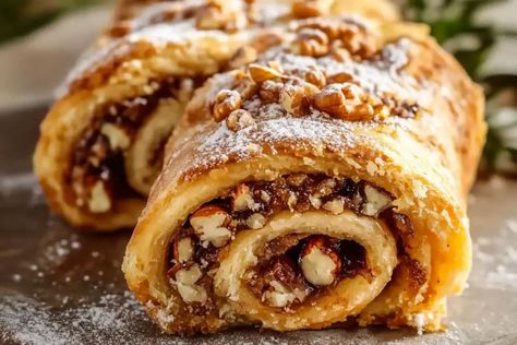 Italian Nut Roll Cookie - recipestasteful Italian Seven Layer Cookies, Nut Roll Cookies Italian, Nut Rolls Recipe Polish, Italian Fudge Roll, Italian Nut Roll Recipe, Homemade Recipes Italian Nut Roll Cookies, Italian Nut Cookies, Nut Filled Cookies, Nut Roll Filling Recipe