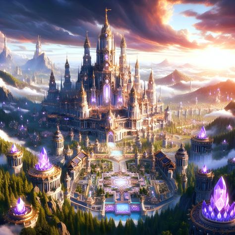 Istana Aesthetic, Celestial Castle, Night Kingdom, Sky Kingdom, Kingdom Fanart, Kingdom Design, Enchanted Castles, Superhero Art Projects, Castle Exterior